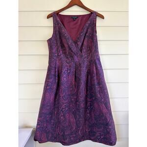 Paisley Cotton Silk Dress Vibrant Purple Pink Faux Wrap Boho Fairy Size M L